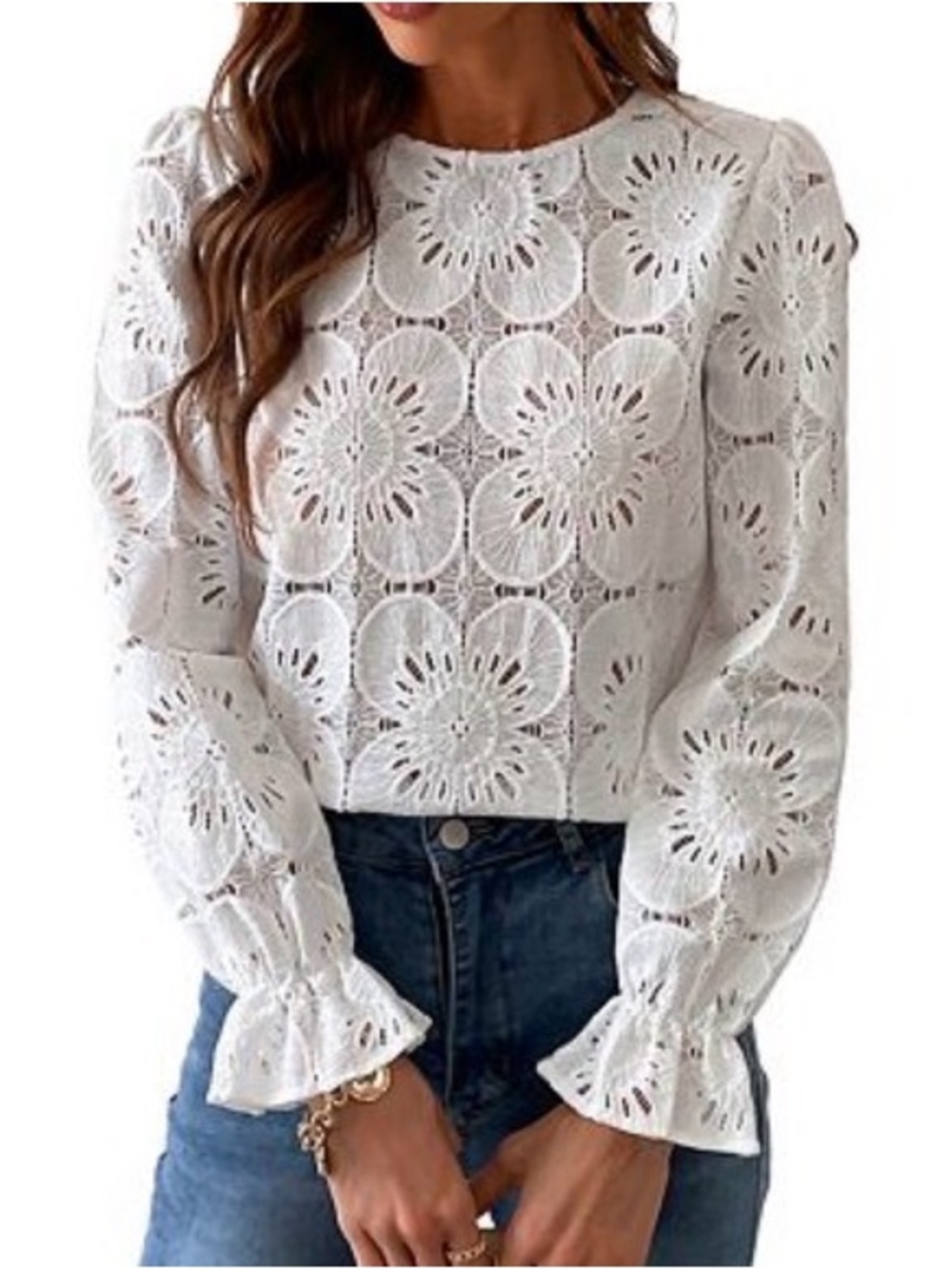 Cupshe Embroidered Floral Blouse Medium